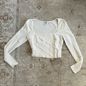 Princess Polly Cream Asymmetrical Crop Top